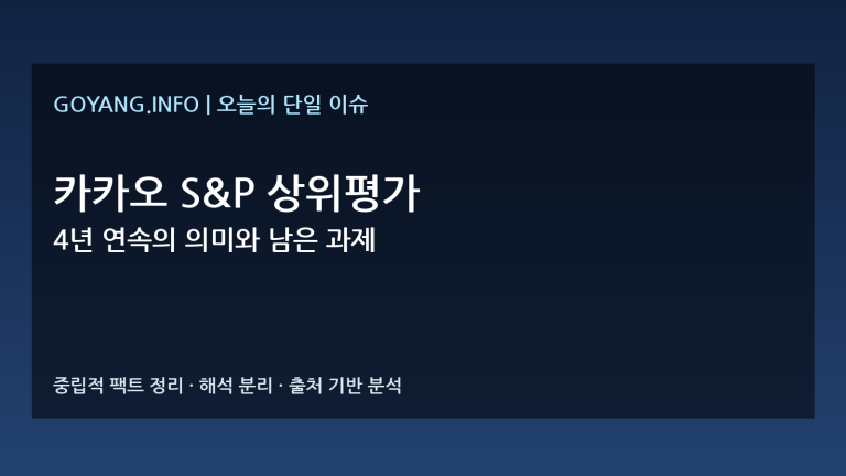 카카오 S&P 상위평가 이슈 분석 썸네일