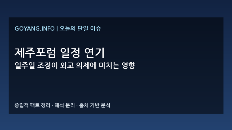 제주포럼 일정 연기 이슈 분석 썸네일